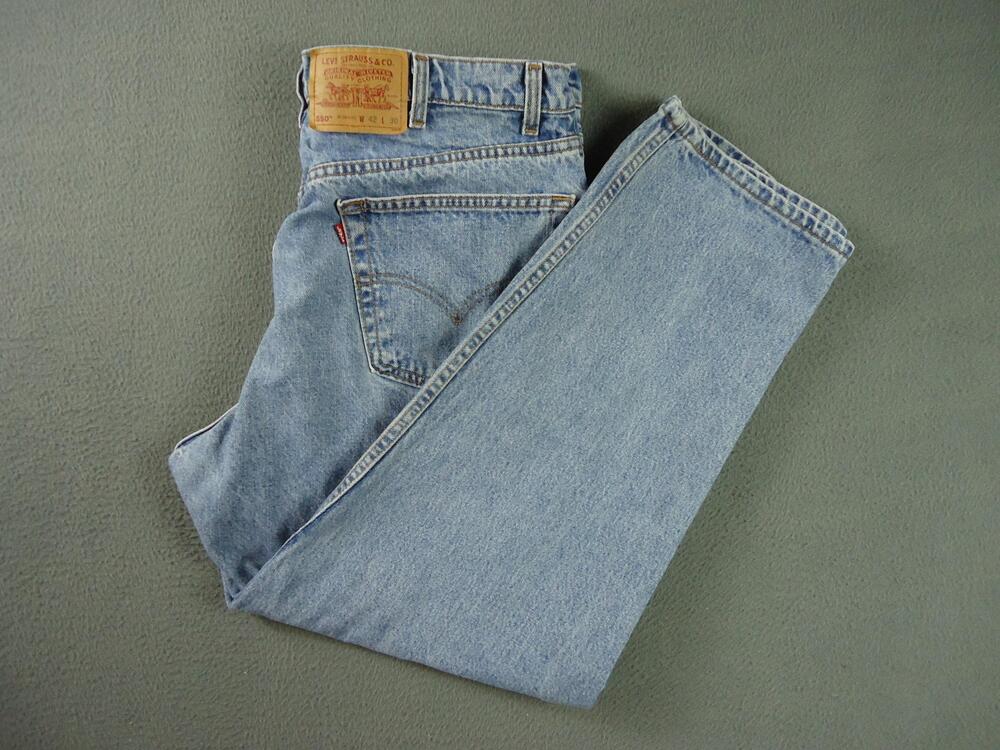 Vintage Levi's 550 Jeans Mens 42x30 Blue Denim Relaxed Fit Straight Leg Made USA